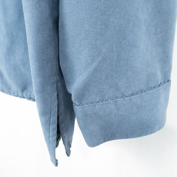 Studio Works Faux Suede Long Sleeve Button Up Shirt Womens Large Blue Western - Picture 9 of 16